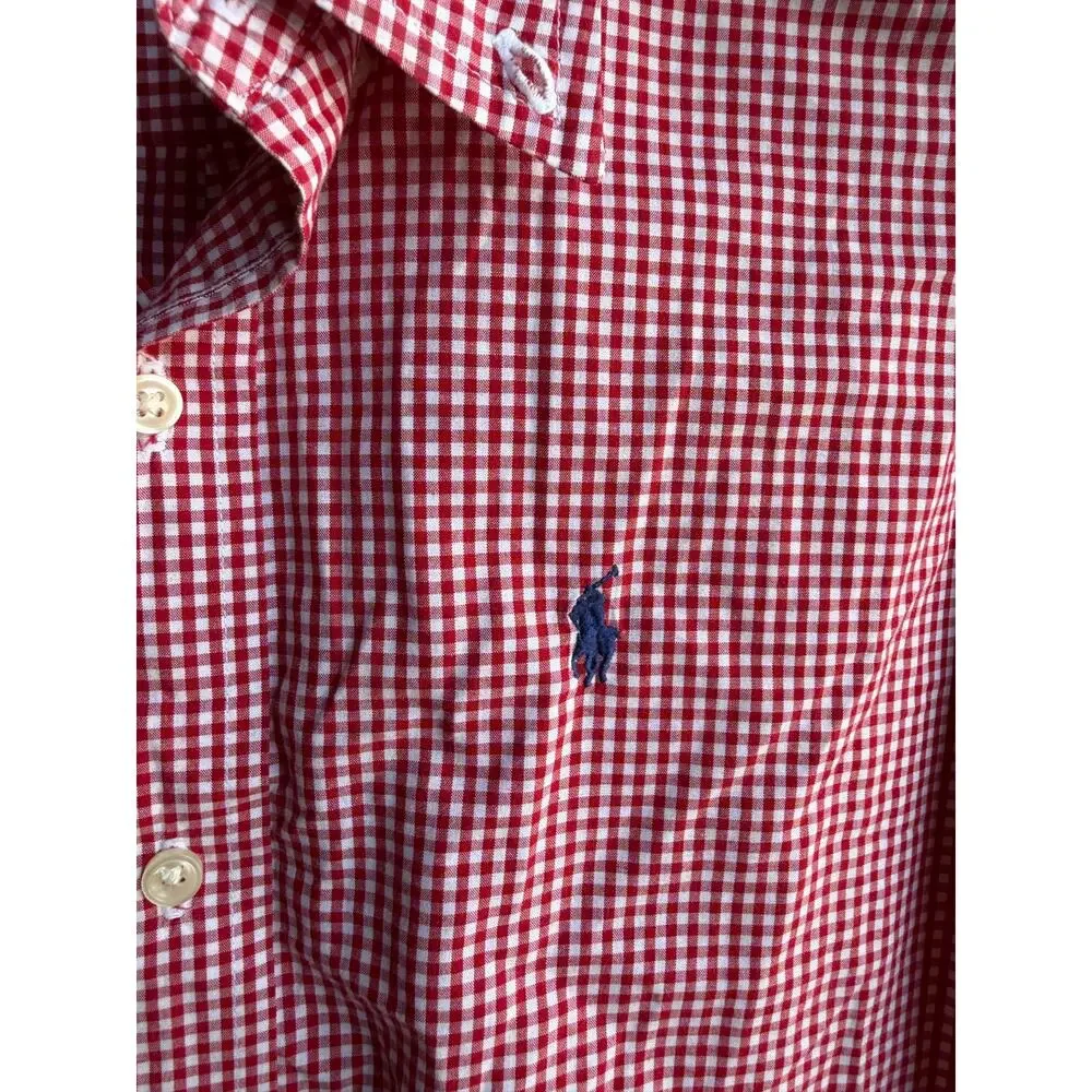 Ralph Lauren Boys Size 6 Red Gingham Short Sleeve Button-Down Shirt